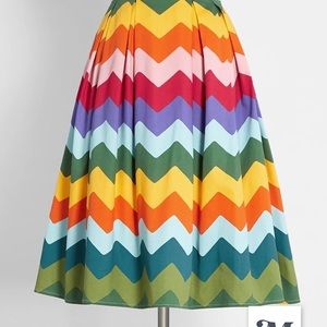 Marilu Rainbow Chevron Swing Skirt by Collectif
